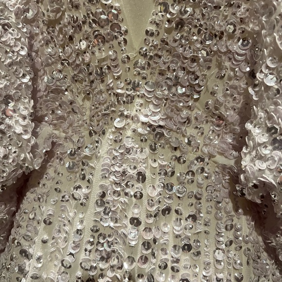 ASOS Ciara White sequin kimono sleeve Wedding Dress - Picture 6 of 12